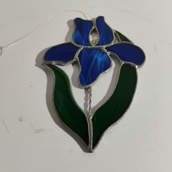 Handmade Stained Glass Iris Flower - Picture 2 of 7